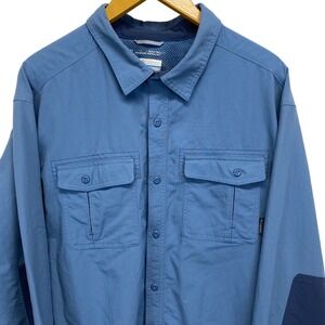 Columbia XL Blue Omni-Shield Long Sleeve Button Up Hiking Fishing Shirt